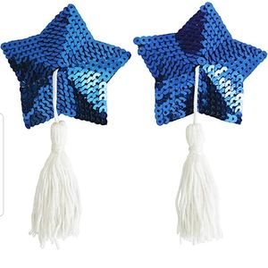 Sexy Blue Sequin💙White Tassel Nipple Pasties